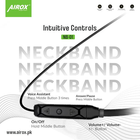 Airox Wireless Bluetooth Neckband (NB-01)