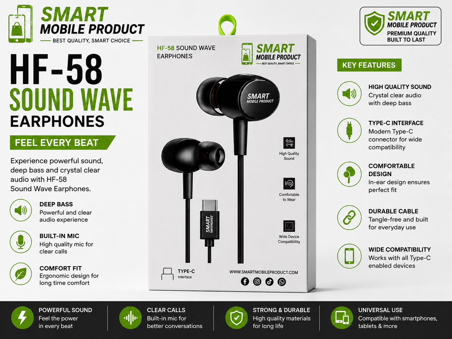 🎧 Airox HF-58 Sound Wave Earphones Type C