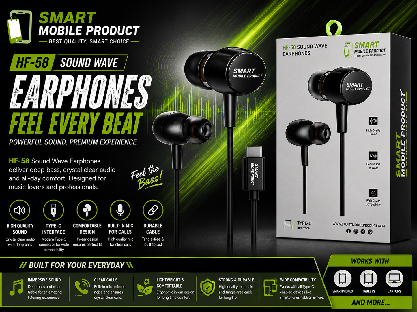 🎧 Airox HF-58 Sound Wave Earphones Type C