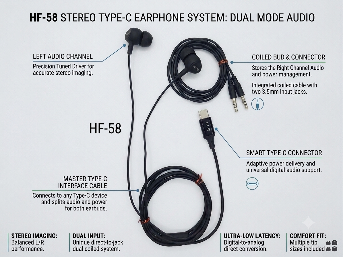 🎧 Airox HF-58 Sound Wave Earphones Type C